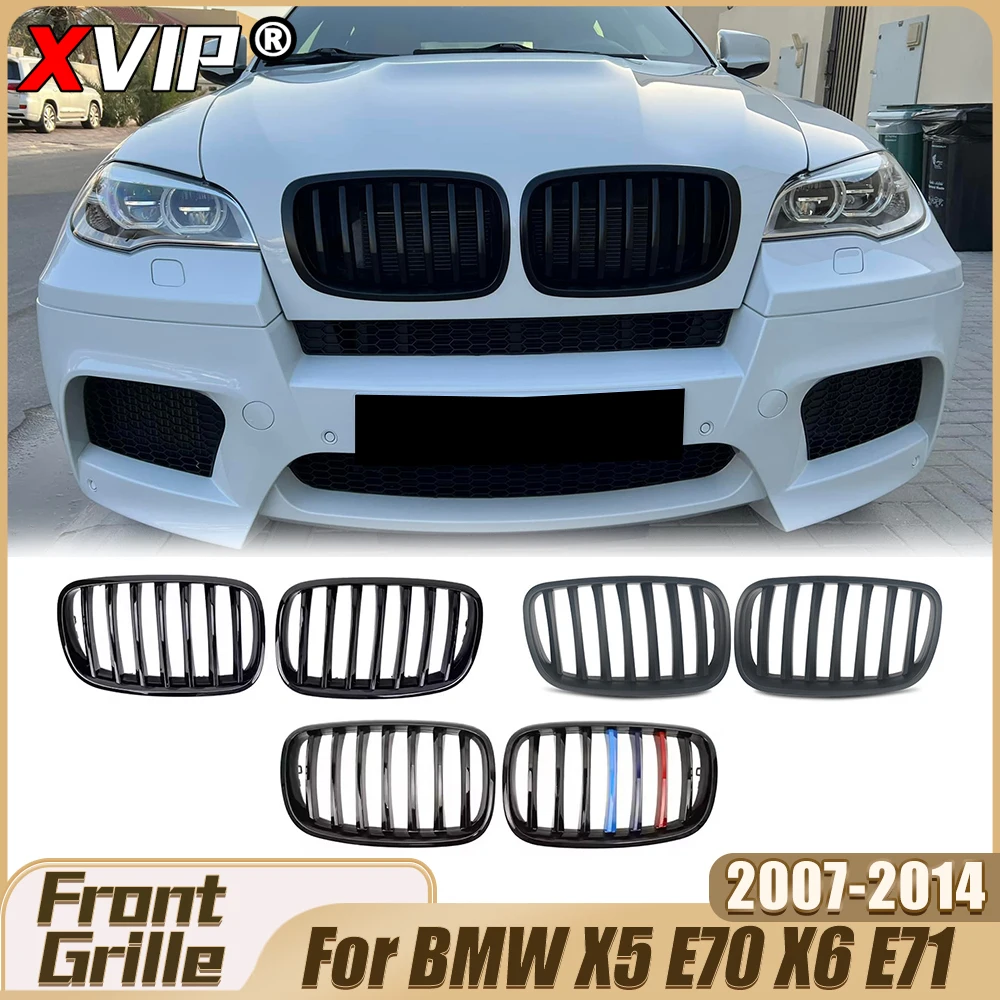 

XVIP Matte Black Single Line Style Bumper Grille Glossy M-Color Racing Grille Upper Grill For BMW X5/X6 E70/E71 2007-14 Facelift