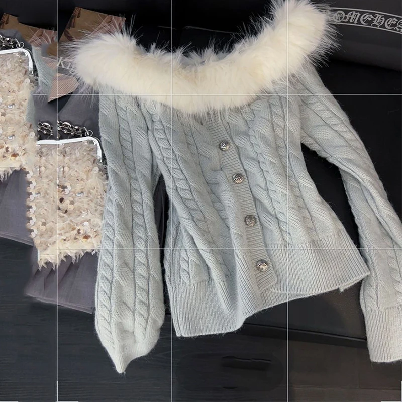 

Autumn Knitted Sweaters Long Sleeve Coat Soft Cardigans Basic Slim Y2K Jacket Korean Female Knitwear Winter Fashion Streetwear