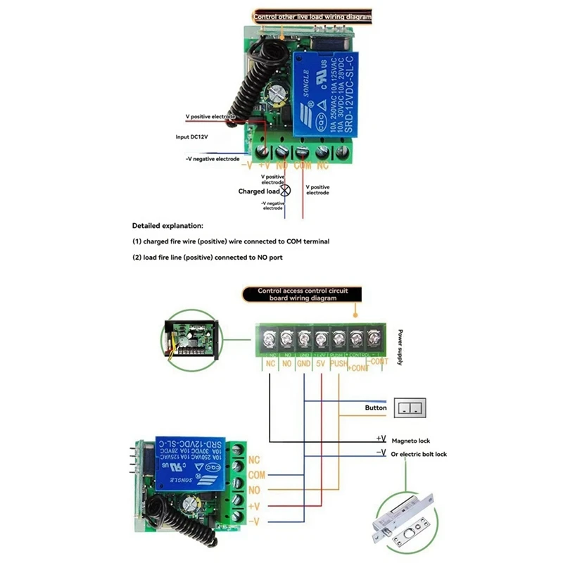 ガレージドア用ワイヤレスリモコンスイッチ,モーターライト,RFリレー,433MHz, 12V
