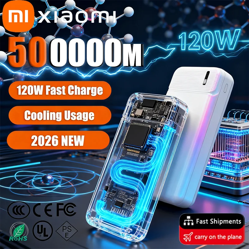 

Xiaomi 120W 500000mAh PowerBank Portable Super Fast Charge External Battery PoverBank High Capacity PowerBank For iPhone Samsung