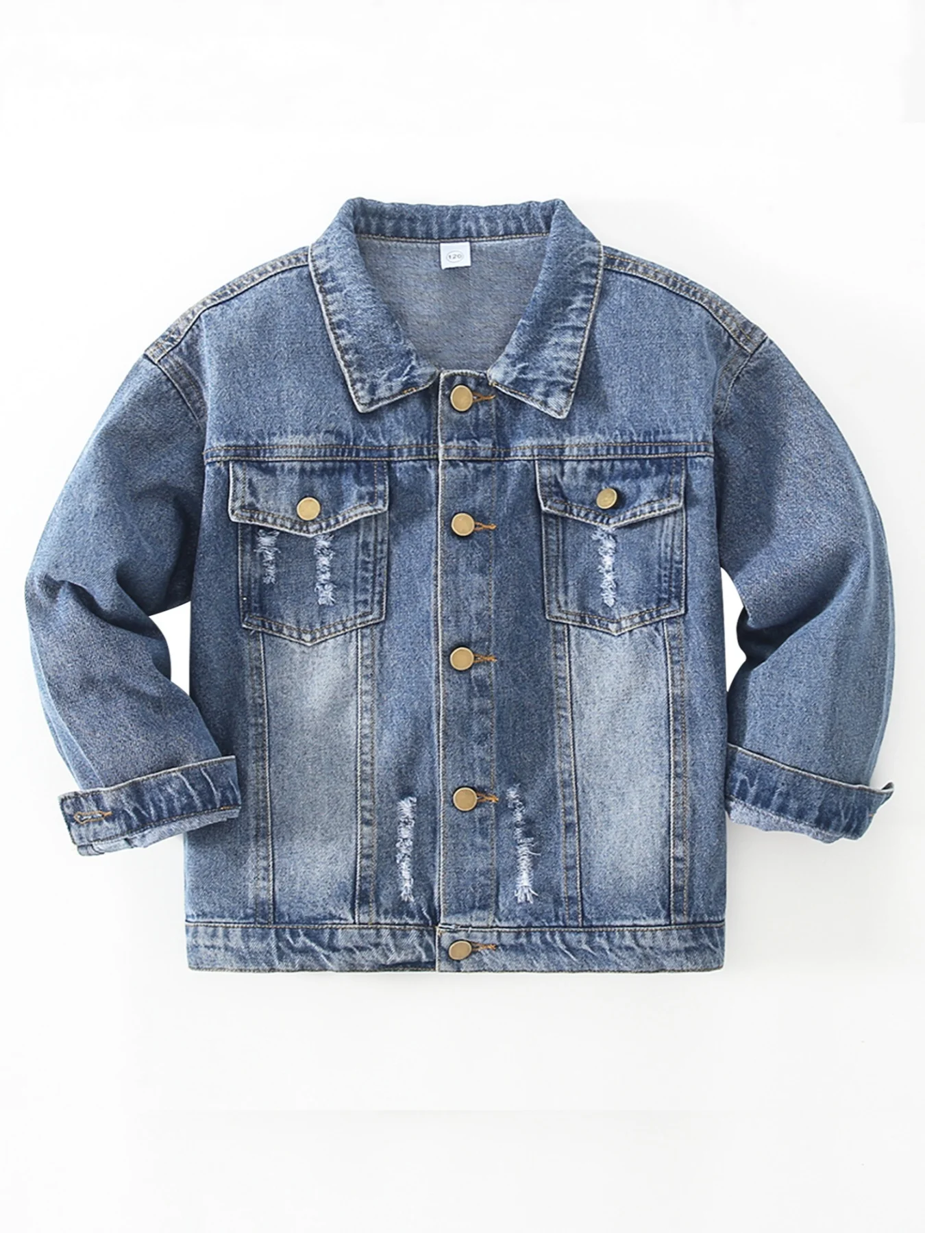 Kids Distressed Denim Jacket Boys Girls Vintage Washed Ripped Casual Button Down Outerwear Children Fashion Trucker Jacket