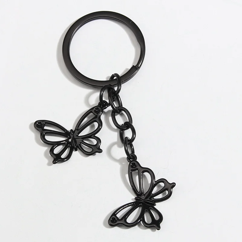 Gothic Emaille Schlüsselbund Hohl Schmetterling Schlüssel Ring Fliegende Tiere Schlüssel Ketten Für Frauen Männer DIY Handgemachte Punk Schmuck Geschenke