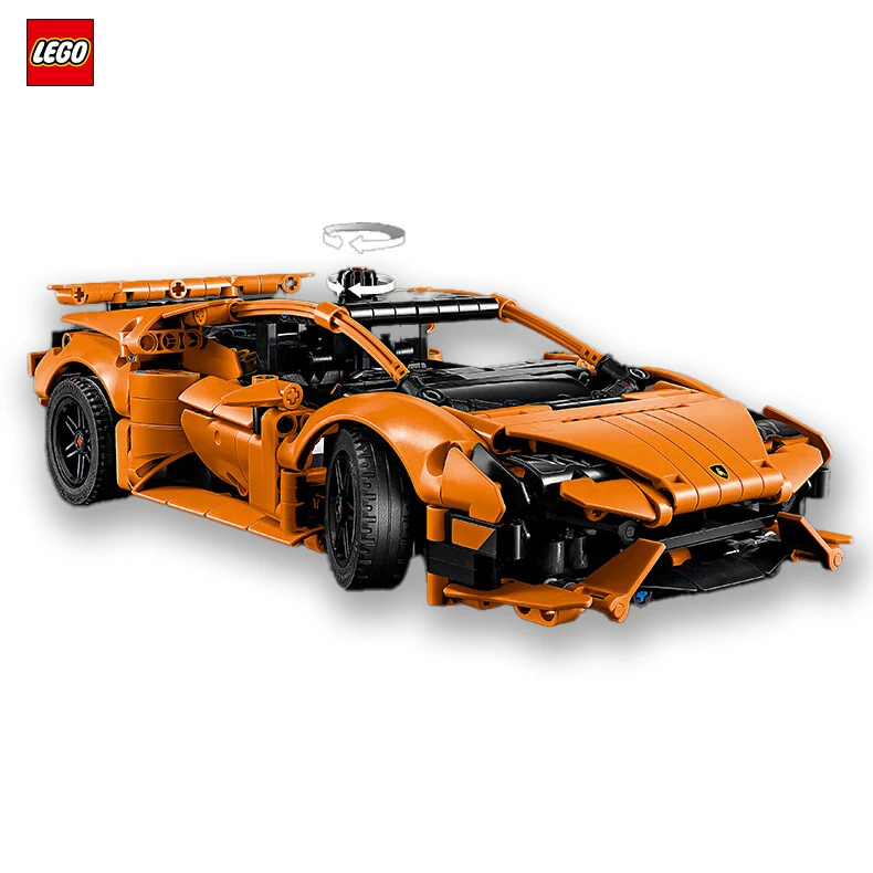 LEGO 42196 Technic Lamborghini Huracán Tecnica pomarańczowy zabawki do budowania dla dzieci Model samochód zestaw dla chłopców dziewcząt w wieku 9