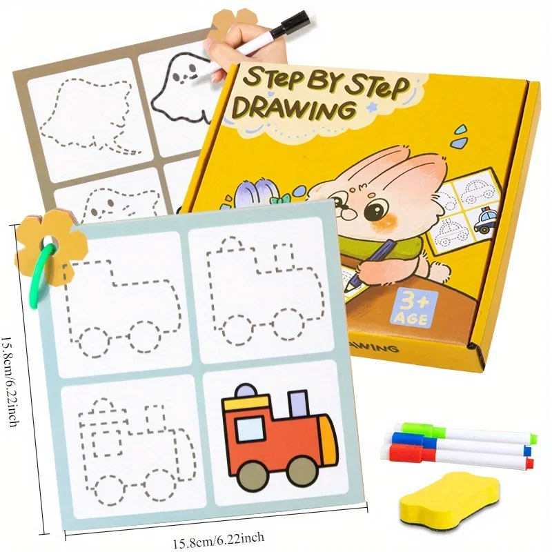 

Interactive Magic Drawing Practice Book for Kids Ages 3-6 Step-by-Step Art Skills Development Educational Tool