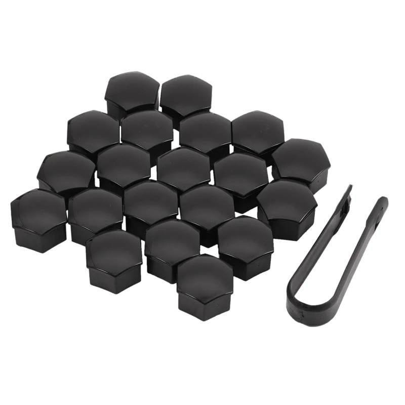 20Pcs 21Mm Car Tire Wheel Bright Black Bolt Nut Covers W/Removal Key Fit For Tesla Model S 12-17