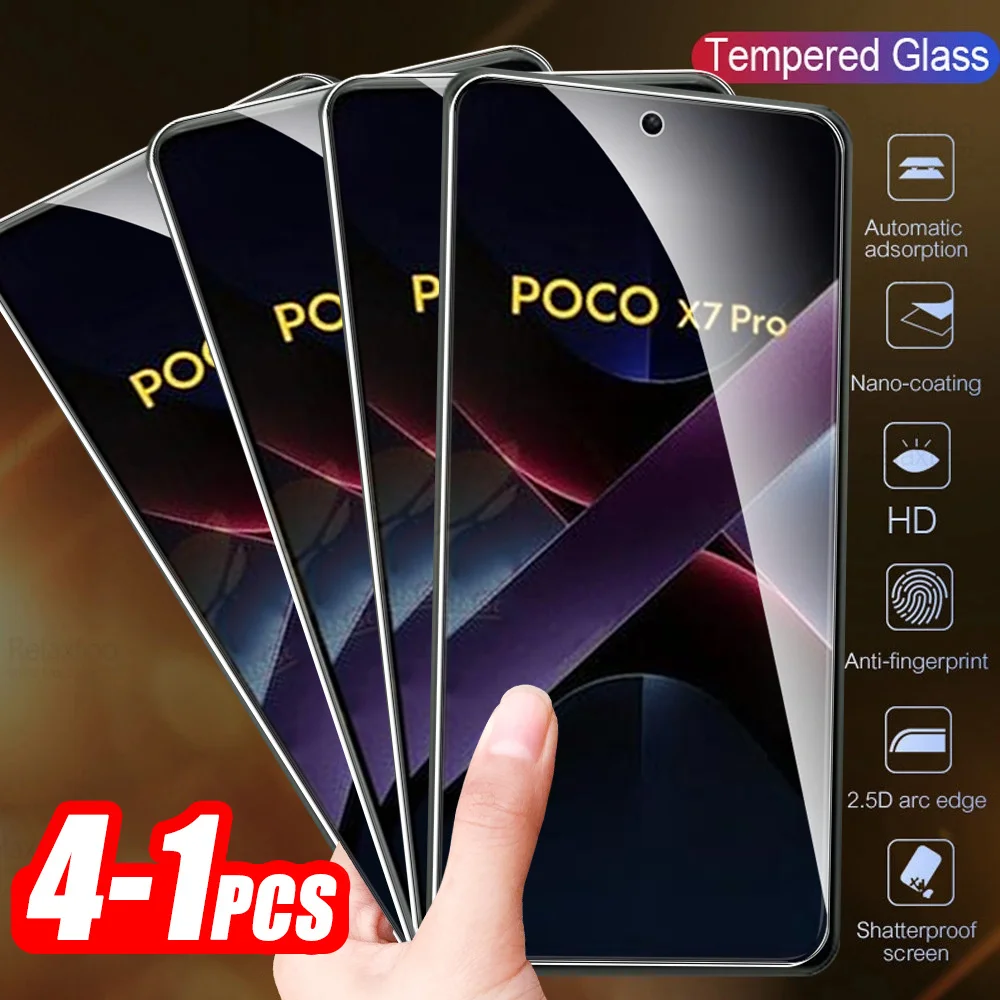 Tempered Glass For Xiaomi Poco X7 Pro 5G 1-4Pcs Screen Protector Case Friendly Poco X 7 Pro PocoX7 X7Pro Protective Armor Film