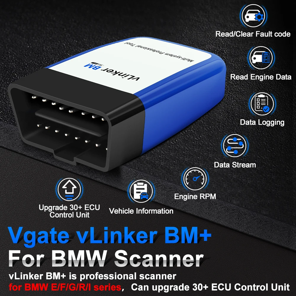 Vgate VLinker BM Bluetooth 4.0 3.0 ELM327 OBD2 Car Diagnostic Tools For Bimmercode for Android for IOS Auto Scanner