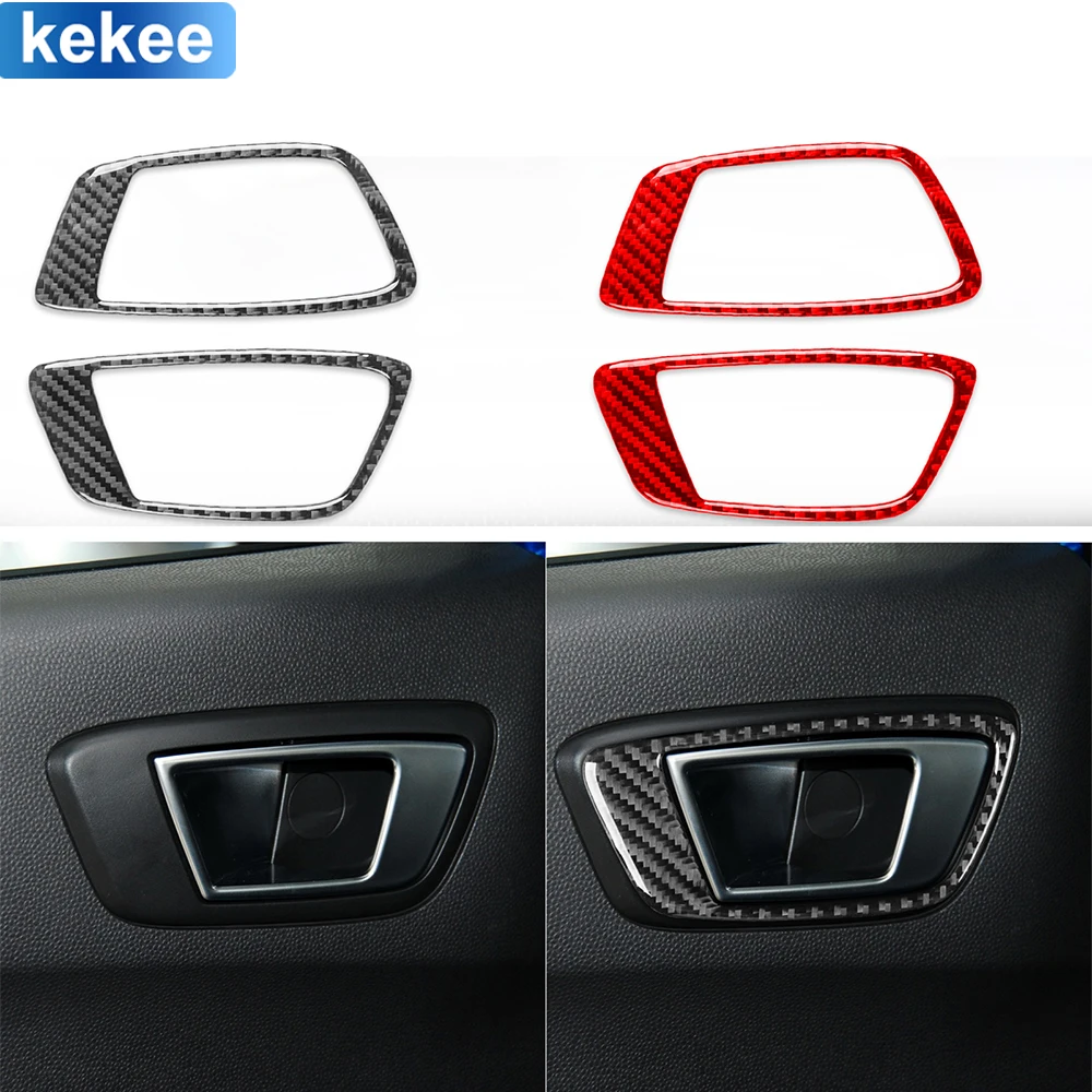 

For Ford Fiesta 2011-2019 Center Console Rear Door Handle Panel Frame Trim Real Carbon Fiber Sticker Car Interior Accessorie
