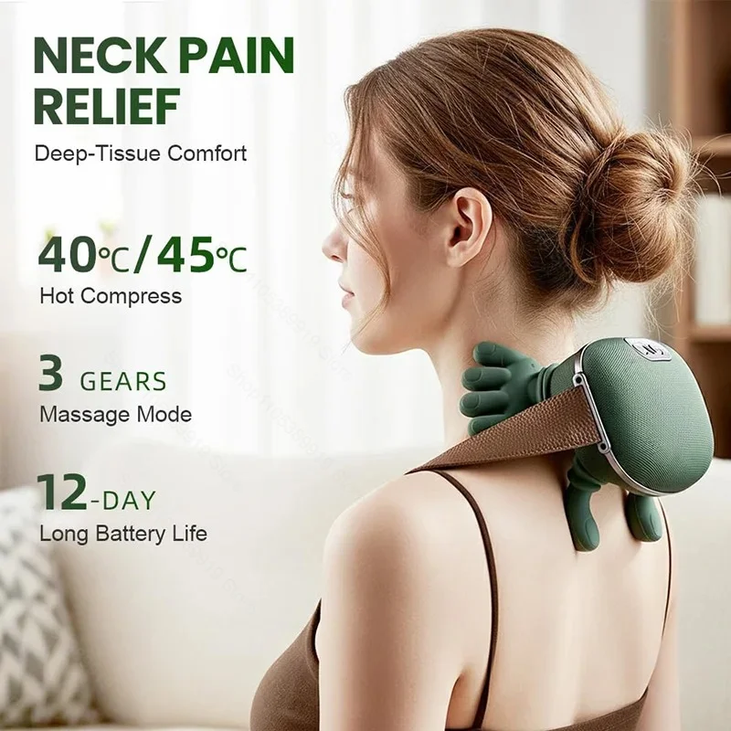 Mini Bionic Finger Neck Shoulder Massager Kneading Wireless Neck Cervical Trapezius Kneading Massage Shawl Motor Neck masajeador