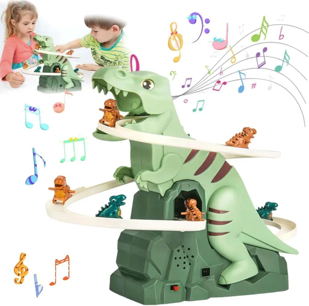 

Dinosaur Climbing Slide Electric Race Track Toy Set with Music Fun Roller Coaster Game for Perfect Birthday Gift