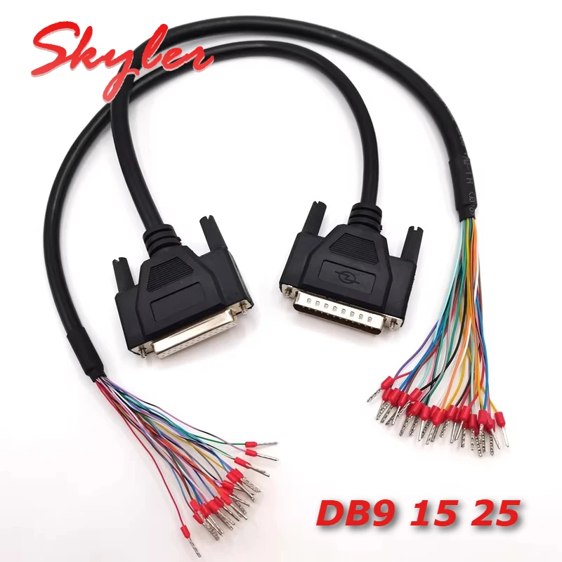Industrial DB9 DB15 DB25 Serial Connector Cable with Terminal 26AWG Male/Female Plug Data Wire 9pin Parallel Port Shield Cable