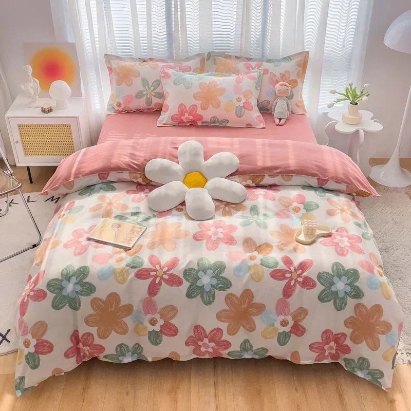 

Home Textile Small Purple Flower Fashion Classic Duvet Cover Bed Sheet Pillow Case Single Double Queen King For Home Bedding Set