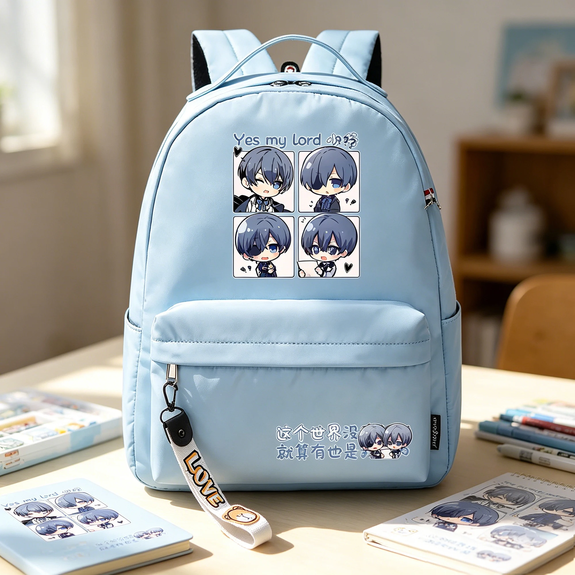 

Anime Black Butler Ciel Phantomhive Kawaii Backpack Cartoon Women Bagpack Nylon Daypack Pink School Bags Travel Rugzak