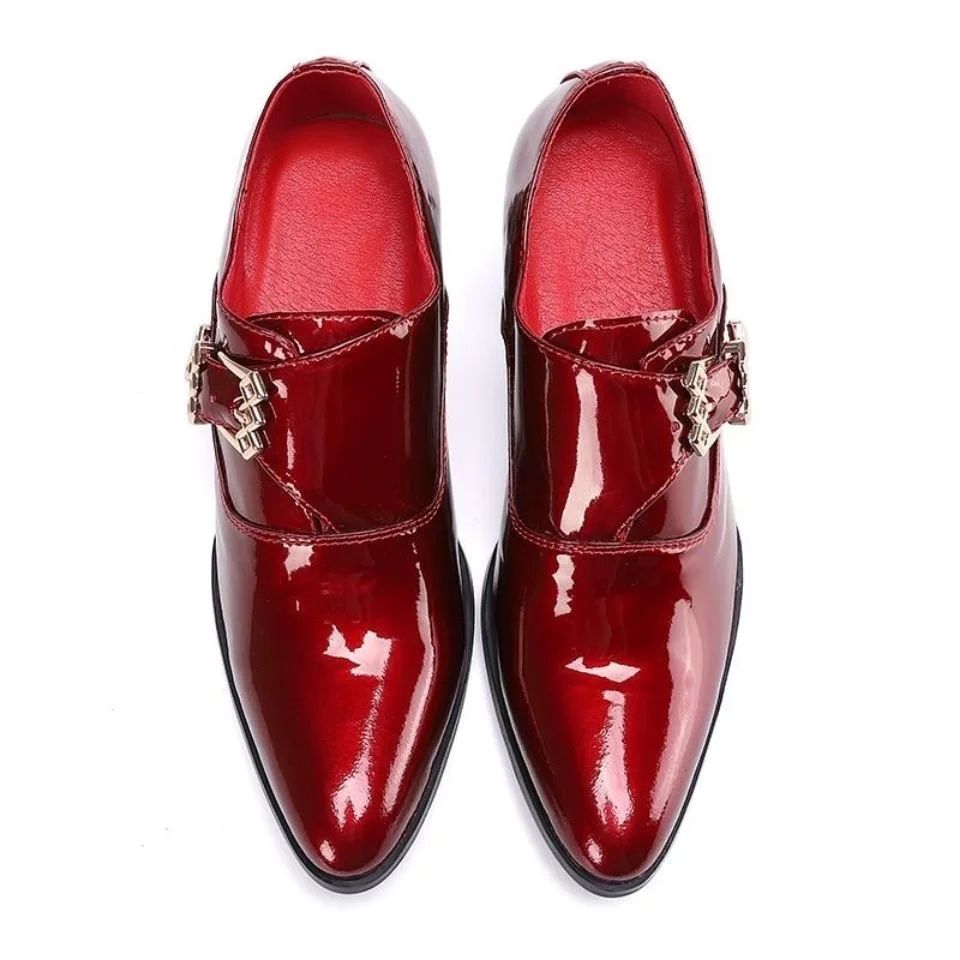 Red High-heeled Leather Shoes Increase 5cm Leather Shoes Business Leather Shoes Dress Shoes for Woman