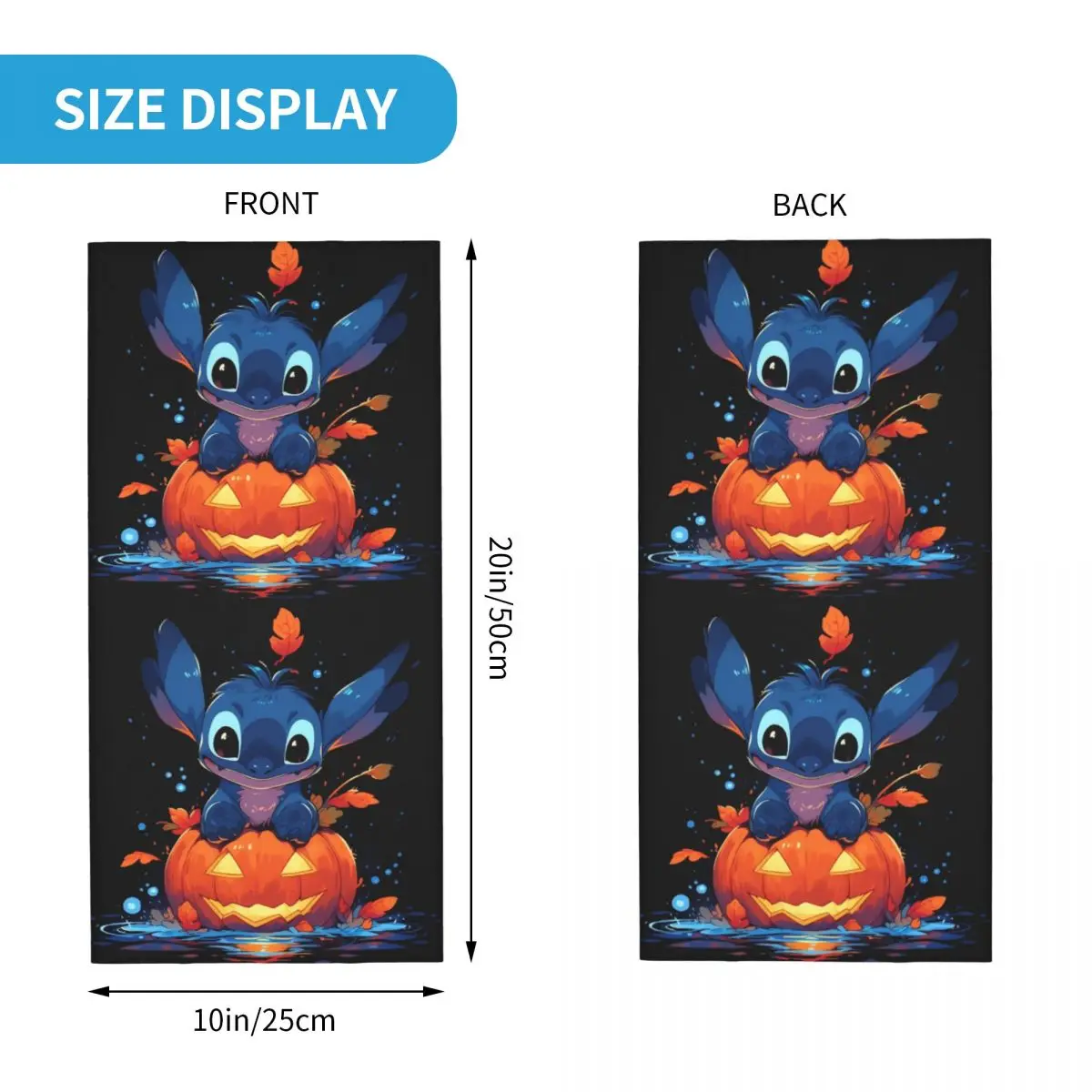 Custom Halloween Stitch Bandana Neck Gaiter UV Protection Face Scarf Cover Women Men Disney Headwear Tube Balaclava