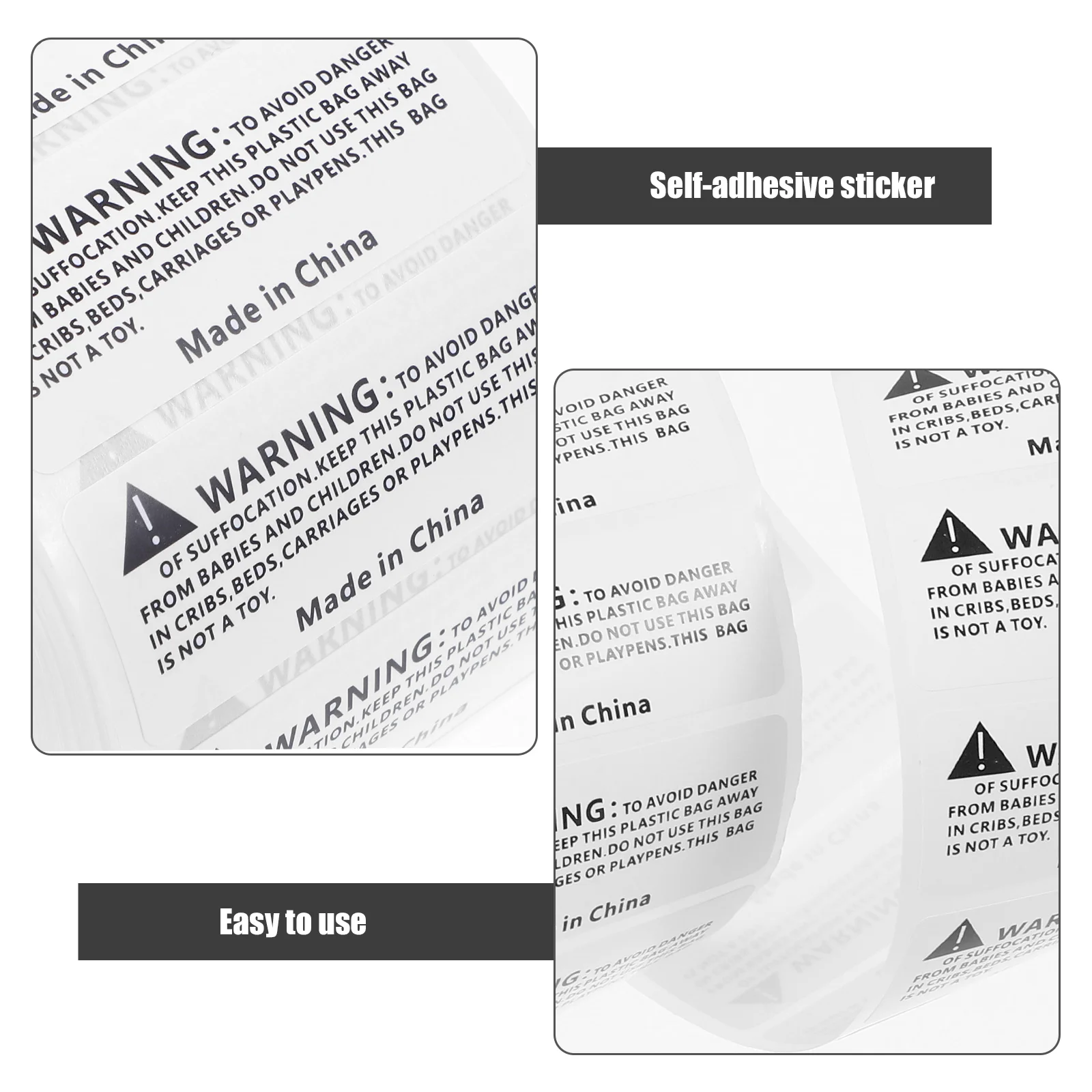 1000 Pcs Suffocation Warning Label Self-adhesive Decals Stickers Packing Labels Choking Sign