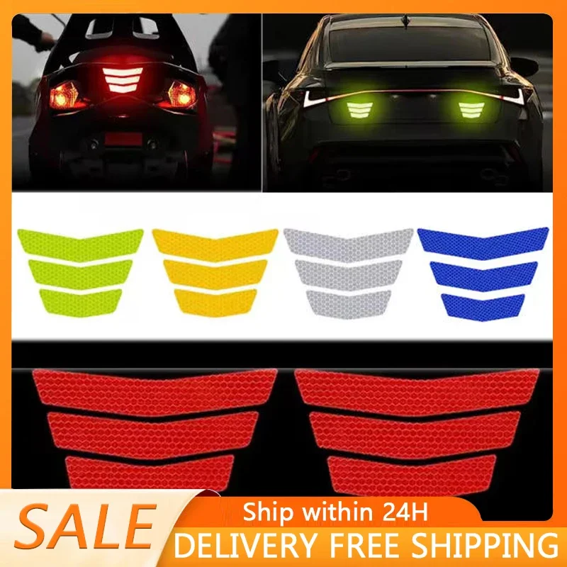 3Pcs Motorcycle Stickers Reflective Decals Racing Safety Warning Stickers Fender Bumper Paste White Reflective Motorbike Tape