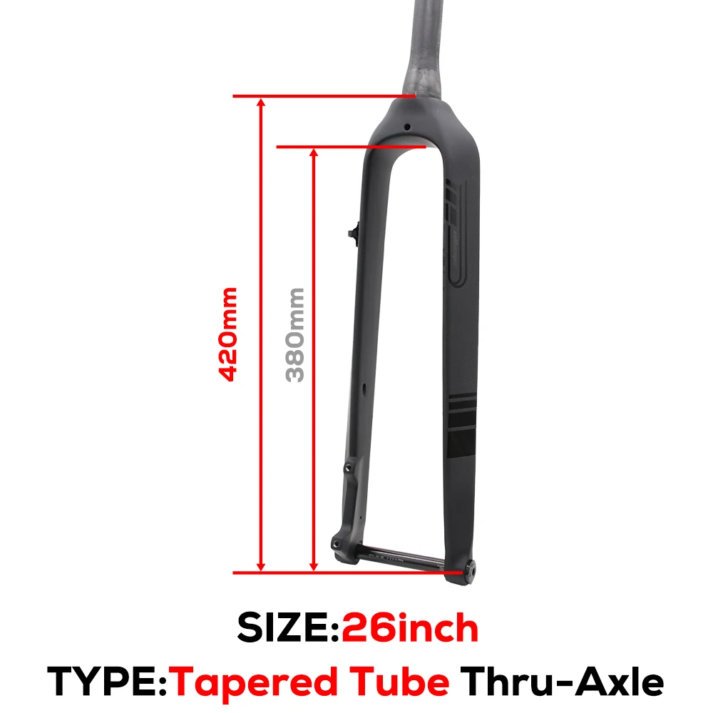 MTB Full Carbon Fiber Rigid Fork,Straight/Tapared Tube Bicycle Fork,9*100mm Quick Release,Thru Axle 15*100mm,26/27.5/29 Inch image 3