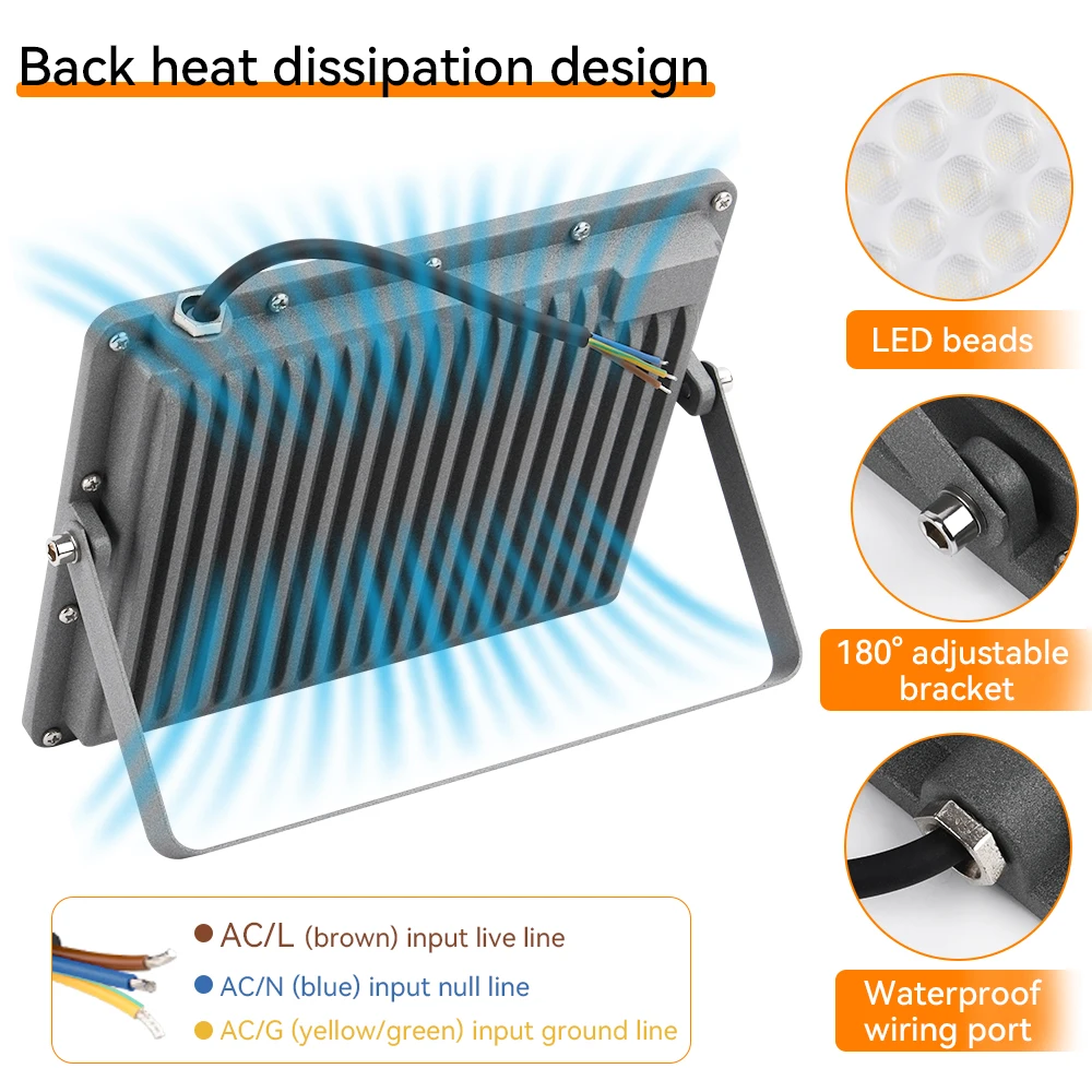 Ultra-thin LED Floodlight 10W 20W 30W 50W 100W LED Flood Light 220V IP66 Waterproof Outdoor Wall Garden Spotlight Street Light