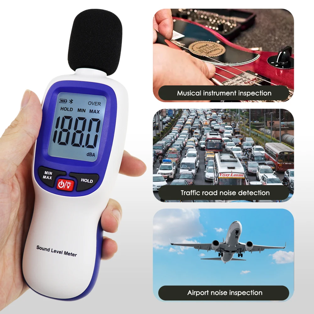 Smart Professional Noise Datalogging Recorder Meter LCD 30 To 130dBA Compact Lightweight Sound Level Meter.