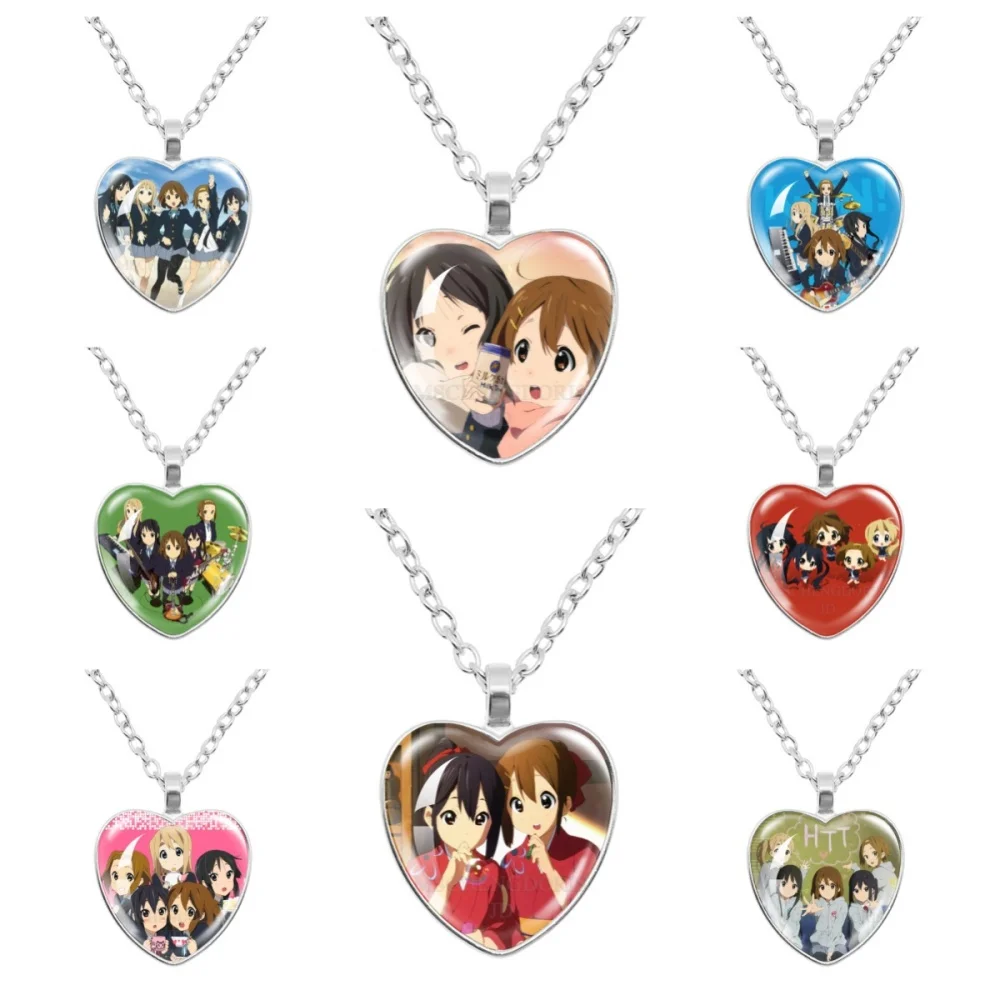 ¡K-ON! Collar con colgante en forma de corazón de anime - Hirasawa Yui Mio Ritsu Tsumugi Azusa Personajes Joyería Regalo para fanáticos