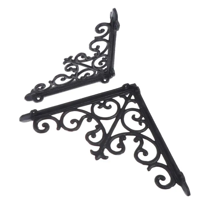 Vintage Cast Iron Decorative Shelf Bracket Triangular Wall Support Heavy Duty Rustproof Floating Shelf Holder Home Decor