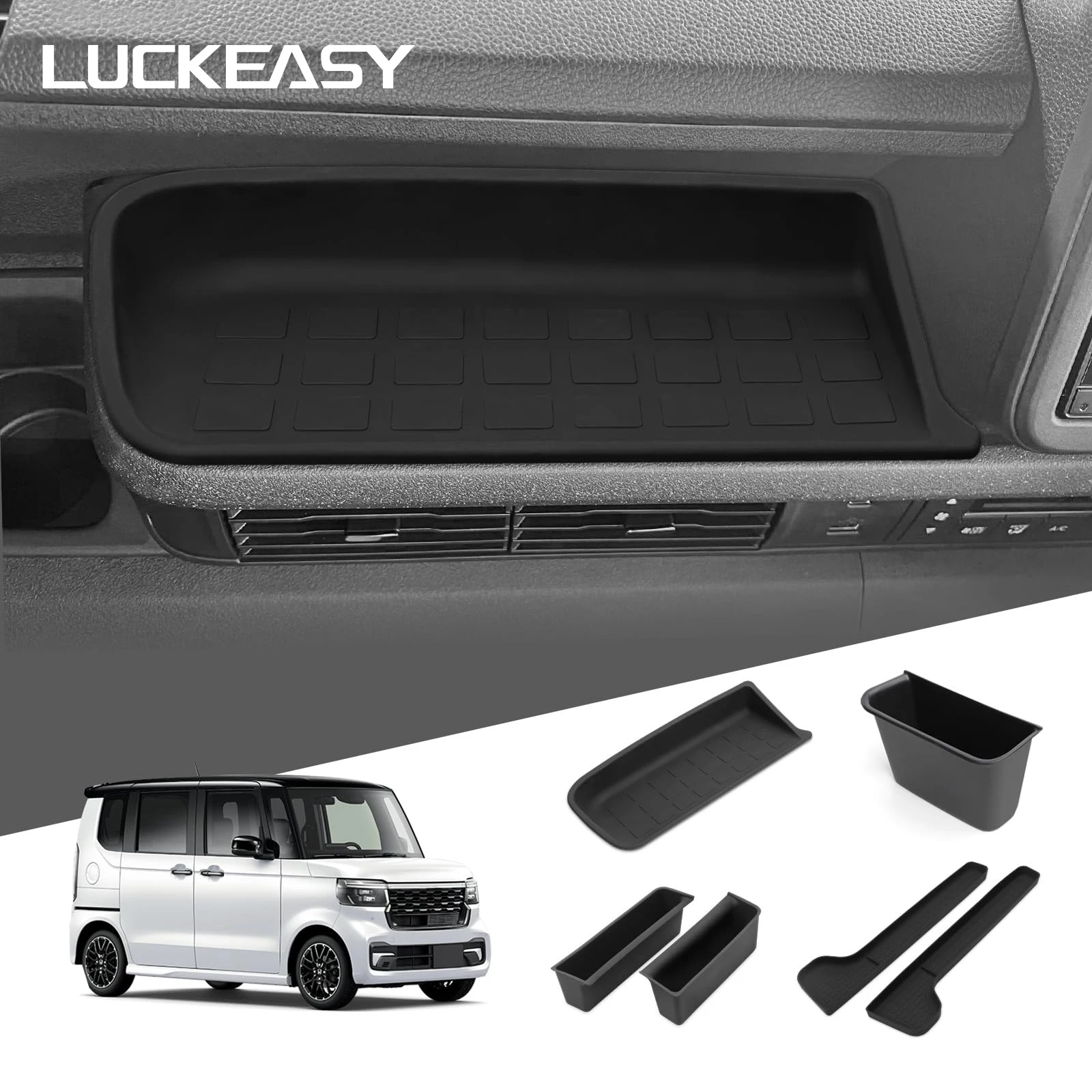 Für Honda N-BOX JF5 JF6 Auto Mittelkonsole Aufbewahrungsbox/Copilot Aufbewahrungspad/Türgriff Aufbewahrungsbox Fach Innenzubehör 6 Stück