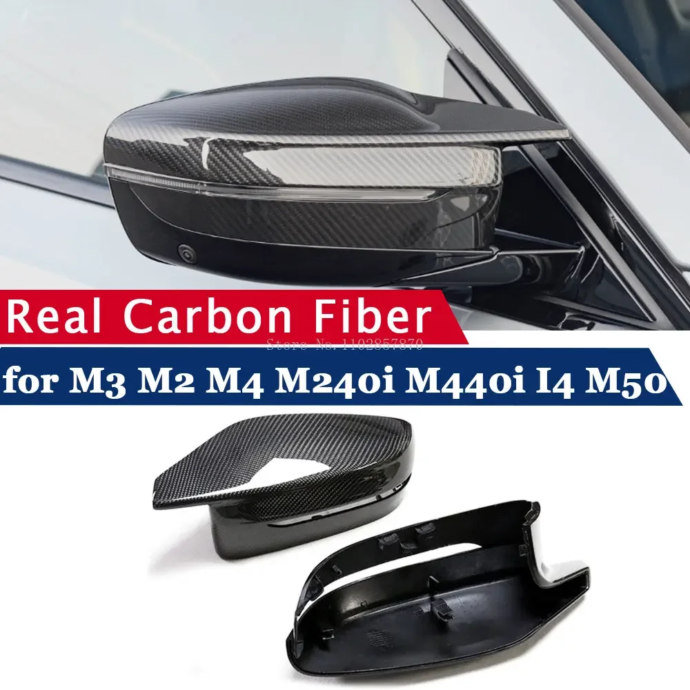 LHD Rearview Mirror Cover for BMW M3 G80 M2 G87 M4 G82 G83 M240i G42 M440i G26 I4 M50 Real Carbon Fiber Side Mirror Shells Frame