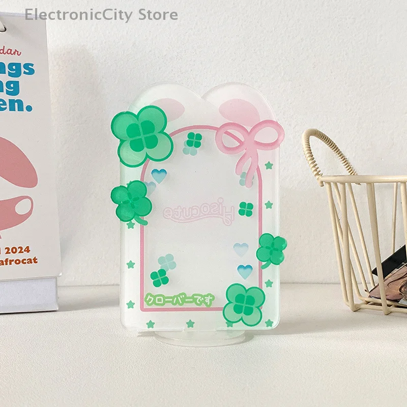 Kawaii Acrylic Four Leaf Clover Photocard Holder Photo Rack Durable Multi-Function Photo Card Case For Showcase Favorite Star