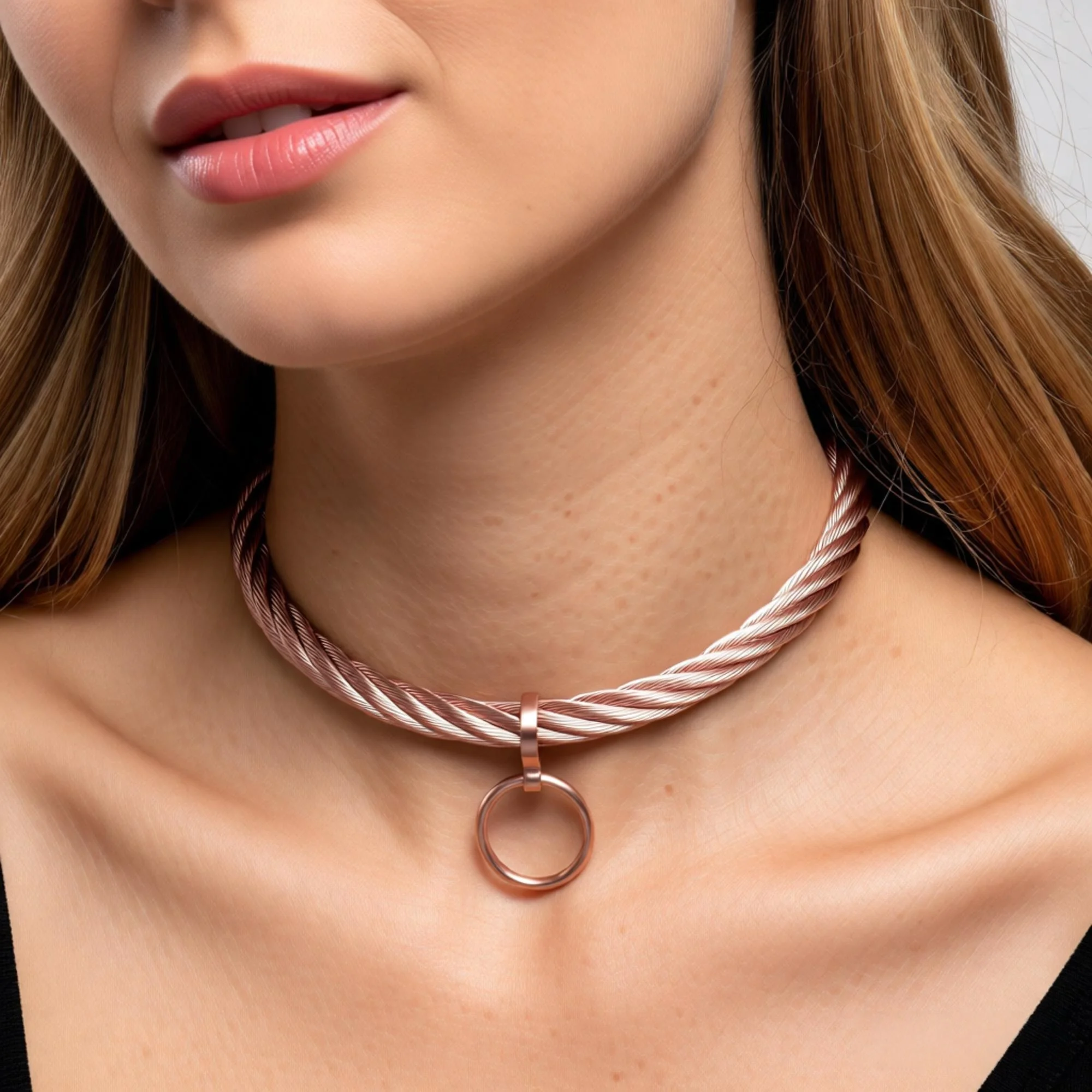 Wirerope stainless steel slave collar lockable choker women necklace torques fashion jewelry