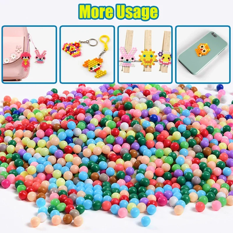 Montessori Refill Beads Puzzles Crystal DIY Water Spray Ball Games 3D Handmade Magic Water Fuse Beads Toys Set with Accessories