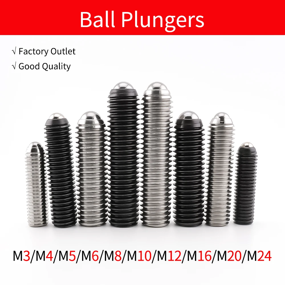 QB414 Carbon Steel Stainless Steel Hexagonal Spring Ball Head Fixing Bolt Ball Head Post Plug External Thread Positioning Screw