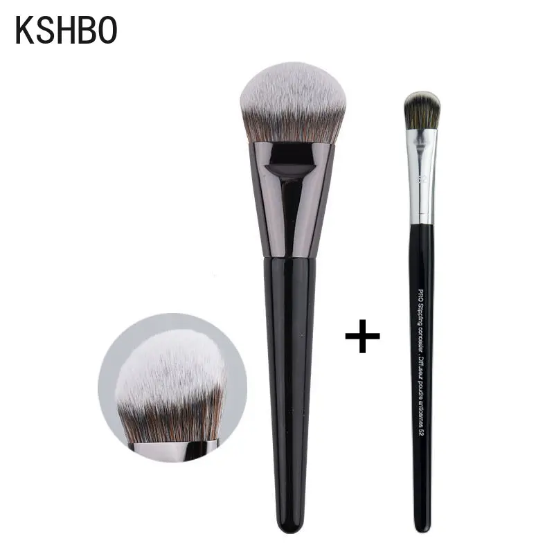 KSHBO 2 unids/set herramientas de maquillaje de belleza brocha para base 47 cabezal de escoba Base líquida reparación de sombra para mujeres brochas