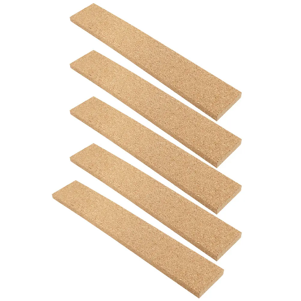 5pcs Natural Cork Bulletin Strips – Brown Frameless Memo Boards for Office, Message Pin & Photo Wall Display