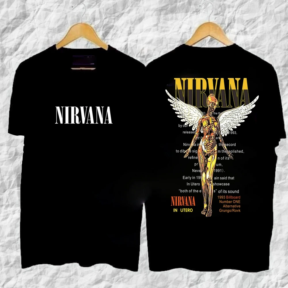 Rock Band Shirt Nirvana Nevermind Thai Kurt Kuben Men Fashion Short Sleeve 100%cotton Shirt Rock Band Tshirt CartoonTops Tees