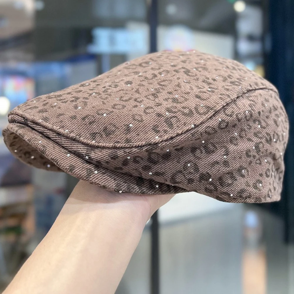 HT4874 Berets Glänzende Frühling Herbst Hut Männer Frauen Leopard Künstler Maler Baskenmütze Hut Männlich Weiblich Ivy Flache Kappe Einstellbare Baskenmütze Kappen – Detail 11