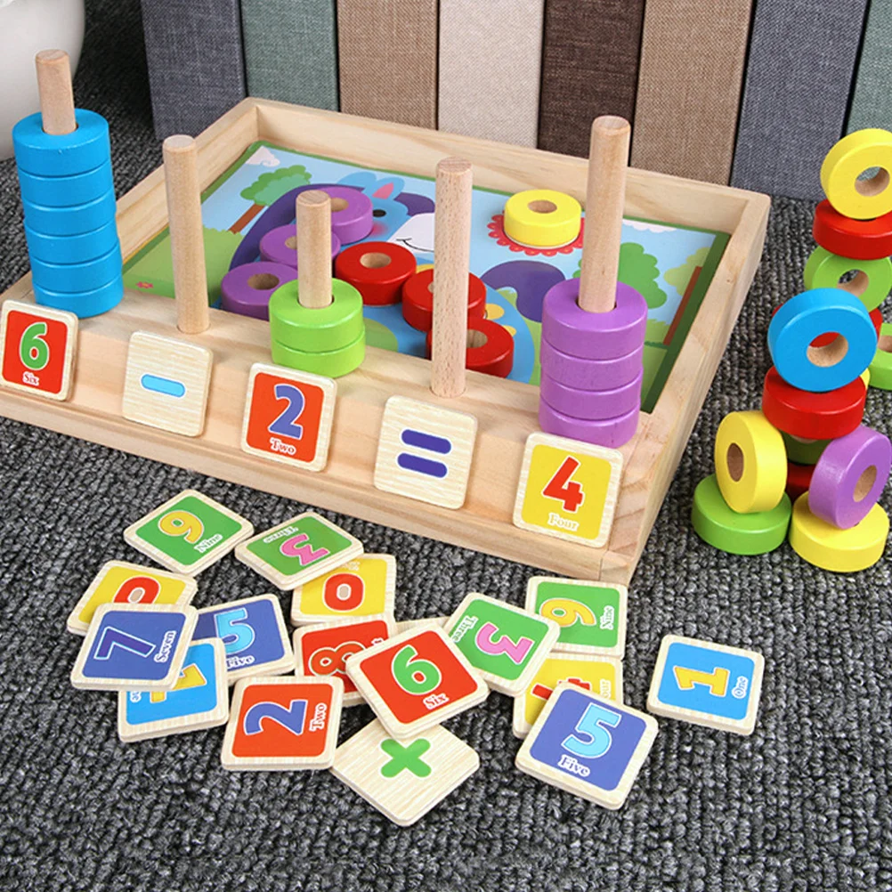 Abacus เลขคณิตกล่องเด็กการเรียนรู้ของเล่นนับสามมิติการศึกษาสําหรับเด็กไม้การ์ดคณิตศาสตร์