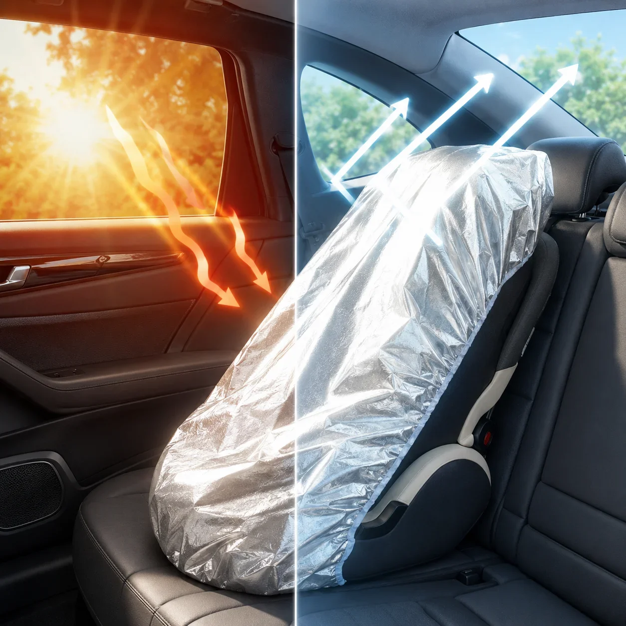 Capa Protetora Solar para Cadeirinha de Carro, Bloqueia Calor e Raios UV, Acessórios Universais para Viagem com Bebê