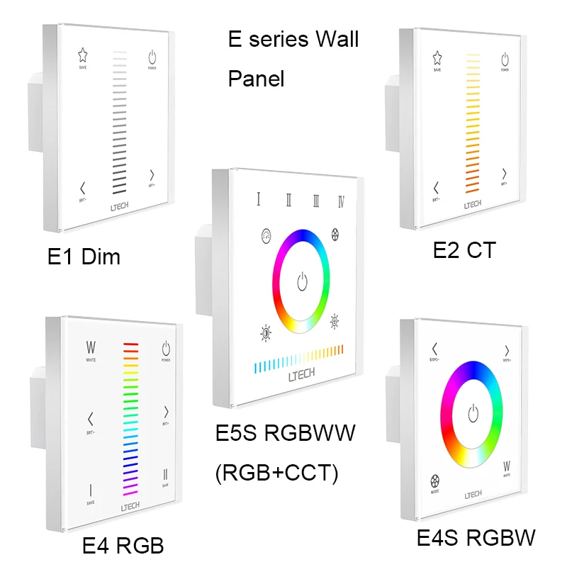 

LTECH New L-BUS Control System 12-24V Wall Glass Touch Panel E1 Dimmer E2 CT E4 RGBW E5 RGBCCT Work With Q Series Remote