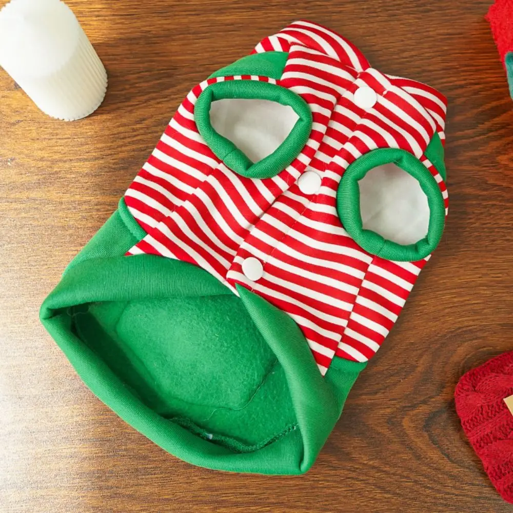 

Striped Dog Christmas Clothing Breathable Warm Cats Christmas Coats Elk Pocket Comfortable Dog Four Legged Clothes