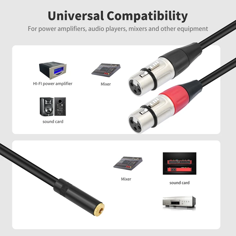Daily Sale Dual XLR To 1/8 Female Adapter,Balanced Mini Jack(3.5Mm) Female To Microphone Cable, For Speaker Mixer