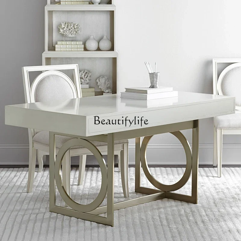 01 مكتب من الفولاذ المقاوم للصدأ مطلي مكتب كتابة بسيط #1