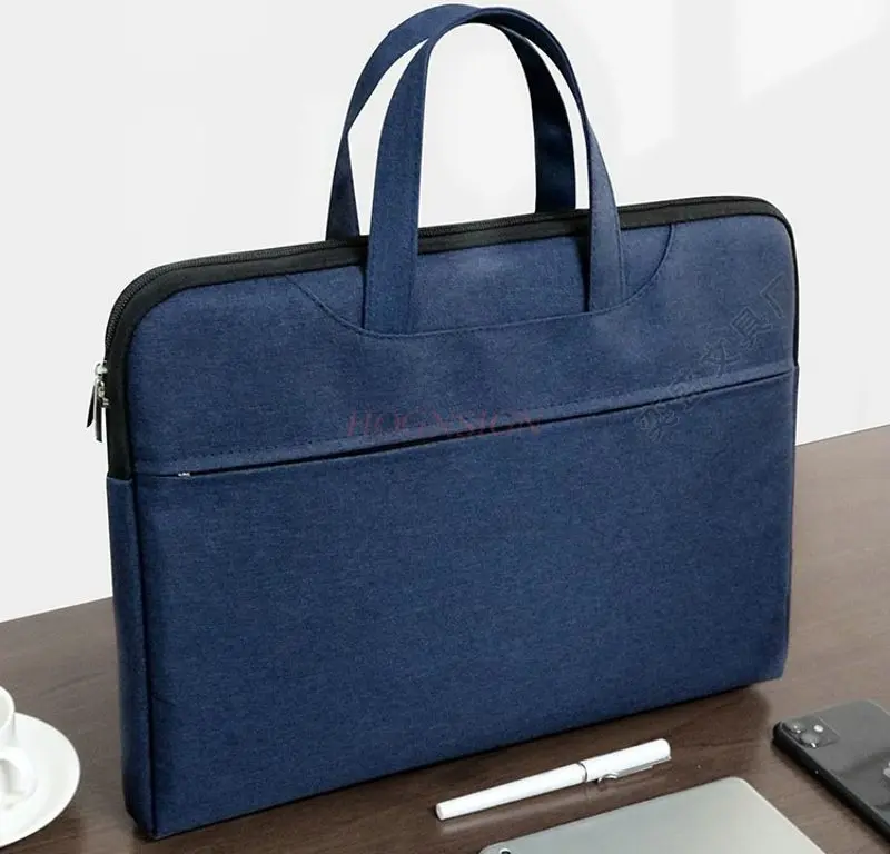 1pcs Handheld file bag briefcase Oxford canvas casual men's office storage zipper data computer bag women view 2