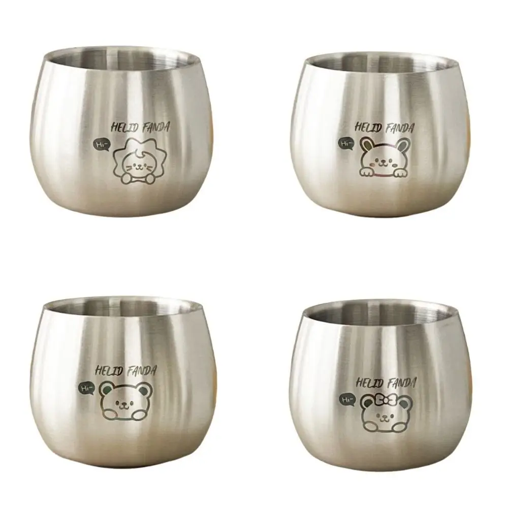 

Детская чашка для питья из нержавеющей стали 304, 120 мл, утолщенная кофейная чашка, противоожоговая чашка с милым узором, детская чашка для воды