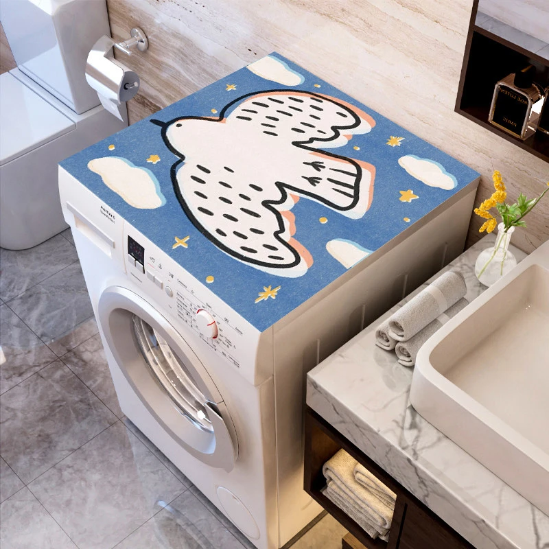 VIKAMA Gingham Heart & Sweet Home Laundry Room Mat, Non-Slip Quick Dry Washable, Decor for Laundry Room Bathroom Bedroom