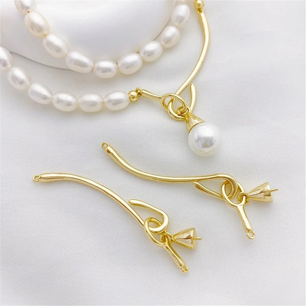 

14K Bag Gold Branch Bracelet OT Buckle Three-piece Handmade Diy Beaded Pearl Bracelet Necklace Ending Accessories