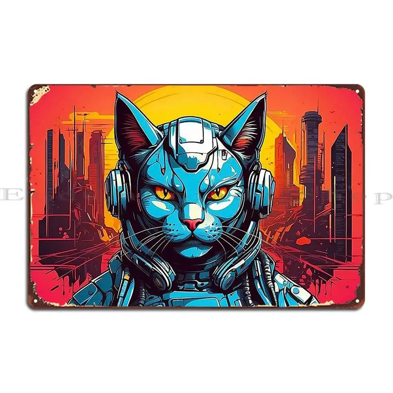 cybercat f Metal Plaque Poster Club Home PaintingCustomize Design Tin Sign Poster