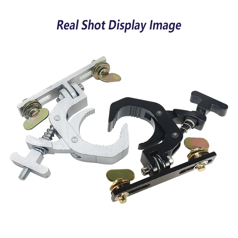 Black/Silver Cast Aluminum Lamp Hook for Moving Head Lights, Load-Bearing Capacity 150KG, Pipe Diameter 42-61MM
