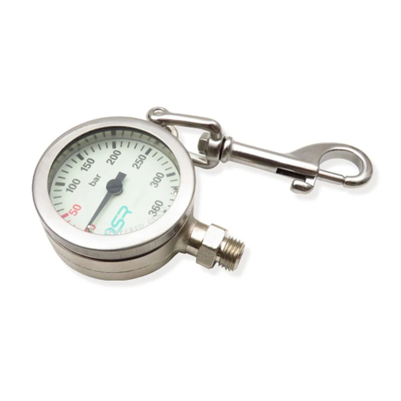 E56D Scubas Diving Metal High Pressure Gauge Light Weight Diving Luminously Pressure Gauge Measurement Ranges 350Bar