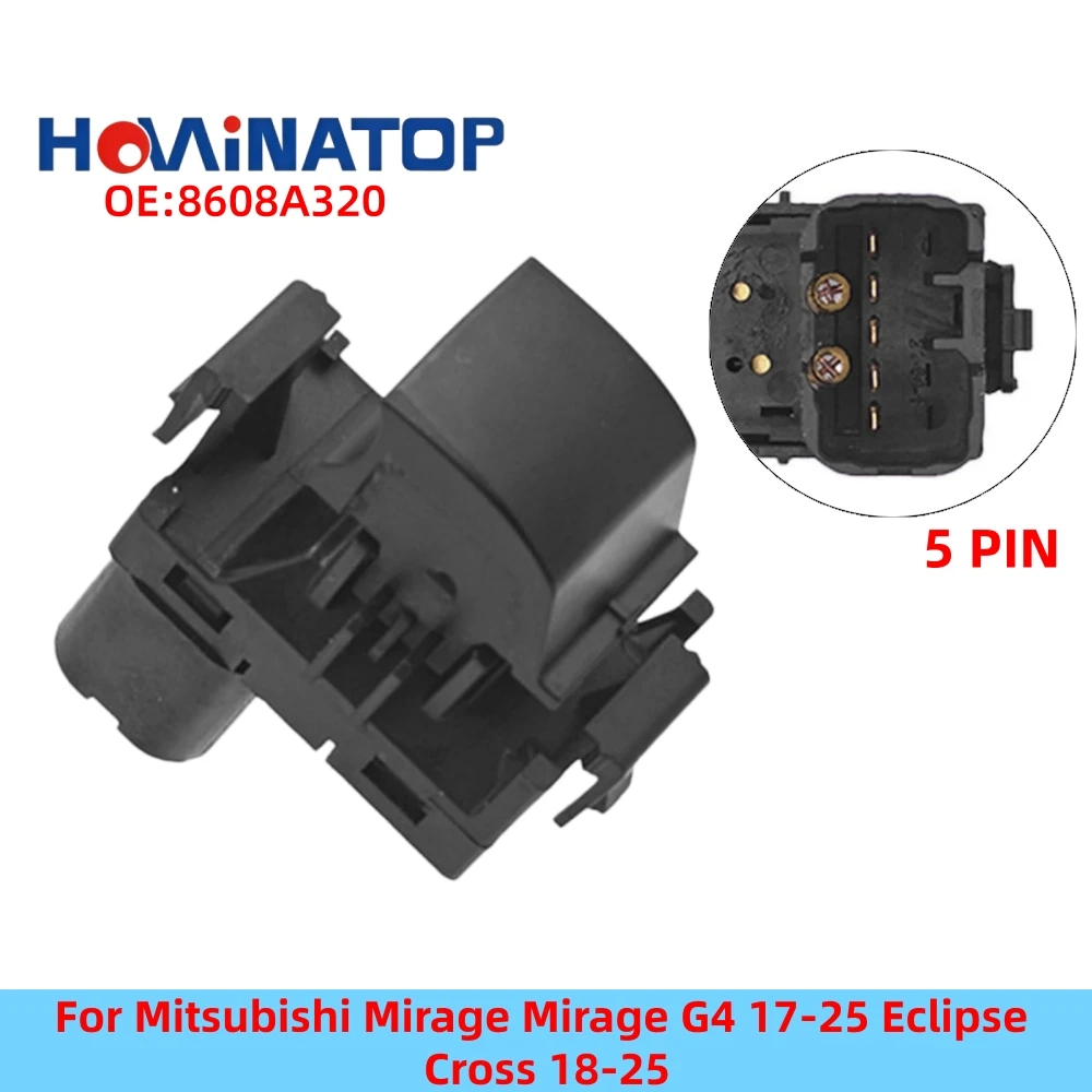 HOWINATOP 8608A320 5 Pin Single Power Window Switch For Mitsubishi Mirage Mirage G4 17‑25 Eclipse Cross 18‑25 OEM Replacement